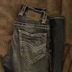 Mens Buckle Black straight leg jeans